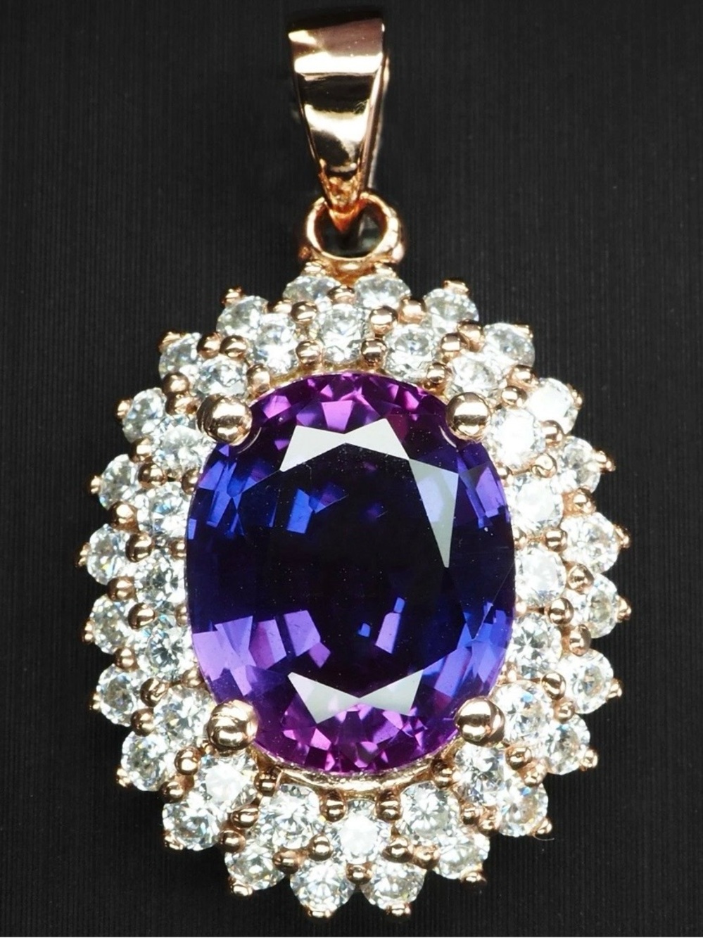 10ct purple Sapphire Pendant blue  14k Rose Gold on Silver 925 18" chain
